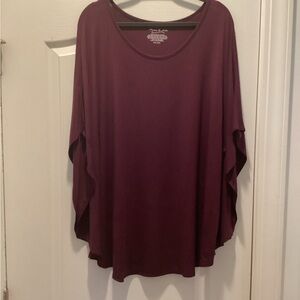 Elegant Maroon Dolman Loose Sleeve Top